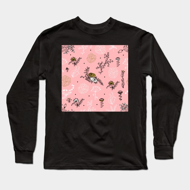 Elegance Seamless pattern with flowers Long Sleeve T-Shirt by Olga Berlet